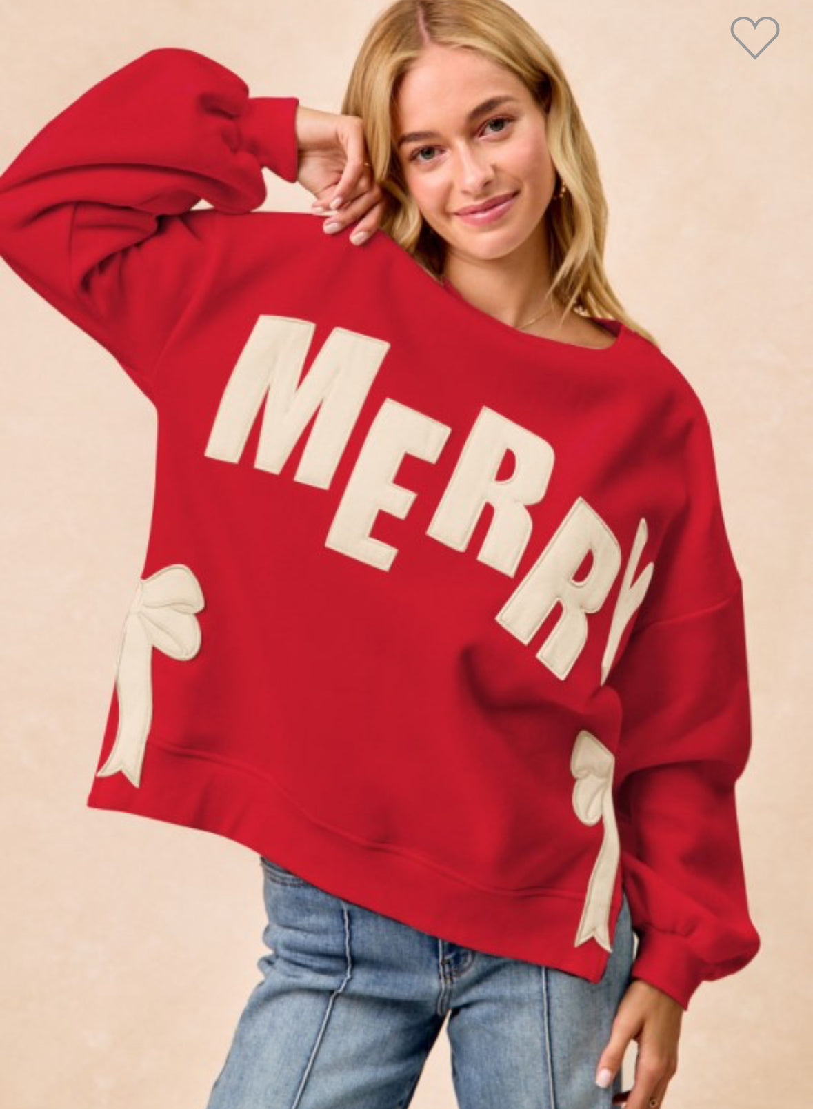 Merry Red/White Bow Sweater Top