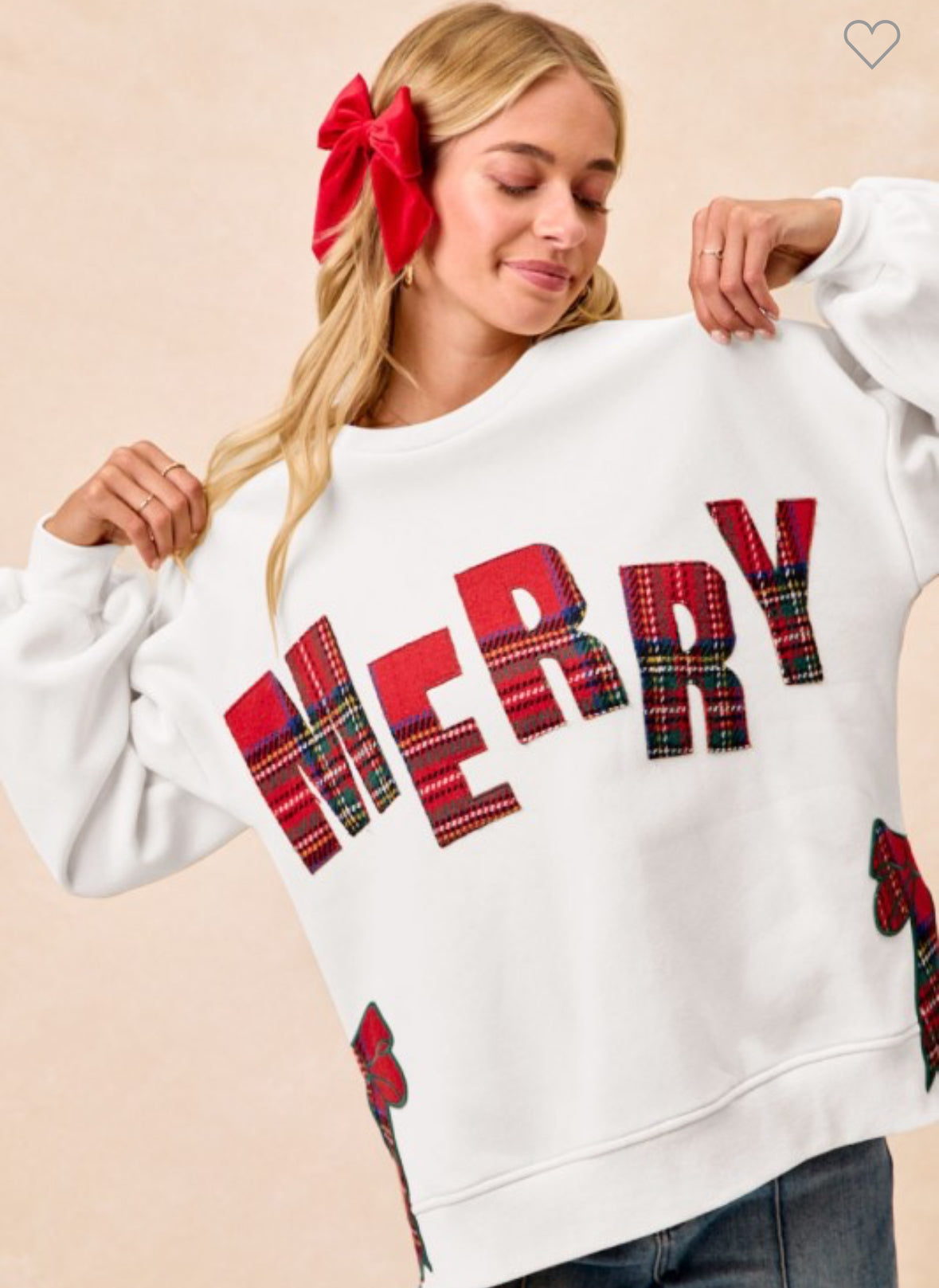 White/Plaid Merry Sweater
