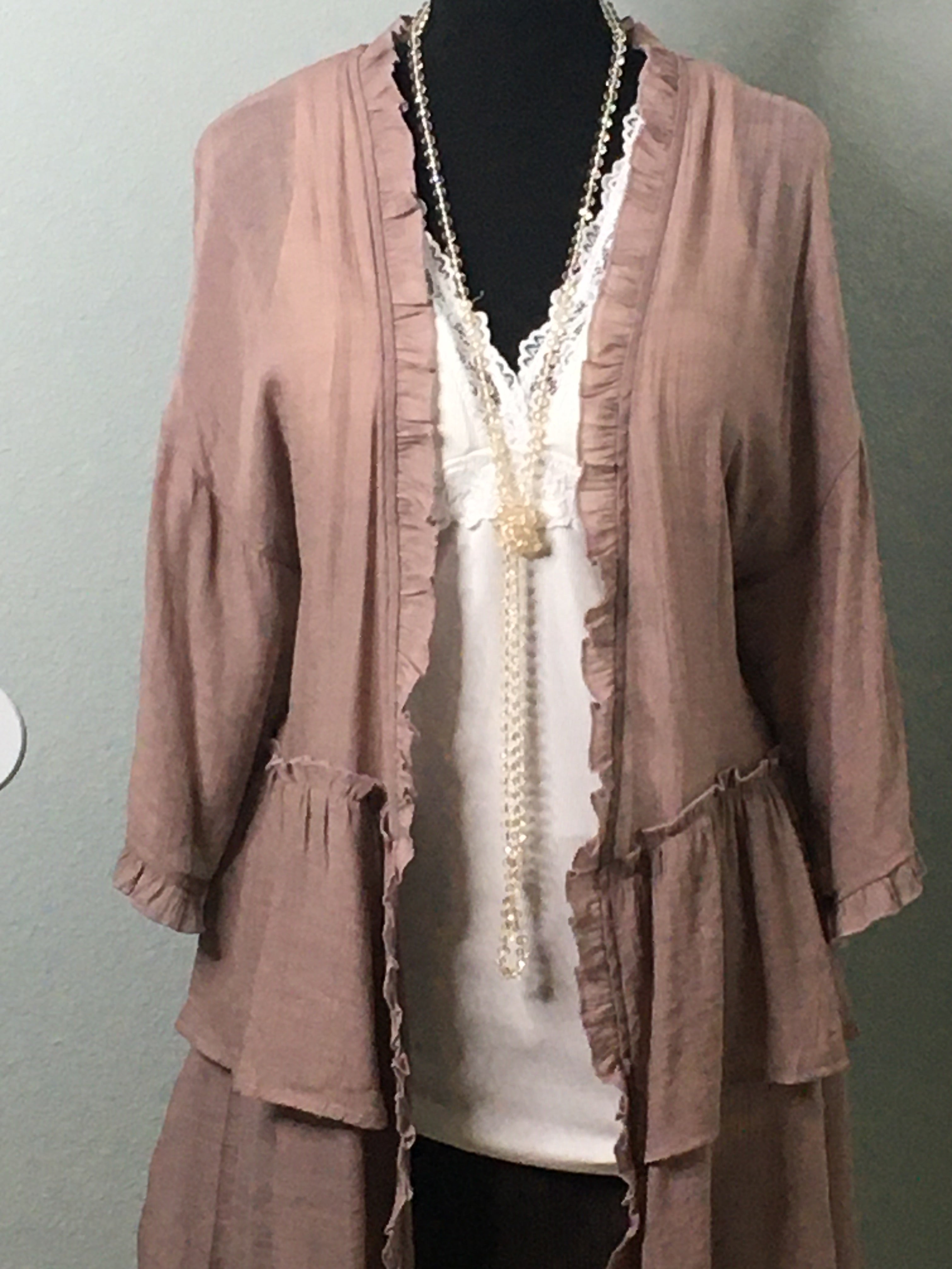 Half Sleeve Double Ruffle Kimono Top (2 colors)